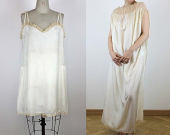 RARE 1920s Vintage 3 Piece Silk Lingerie Set, Nightdress, Night Gown and Tap Pants, Negligee, Vintage Lingerie