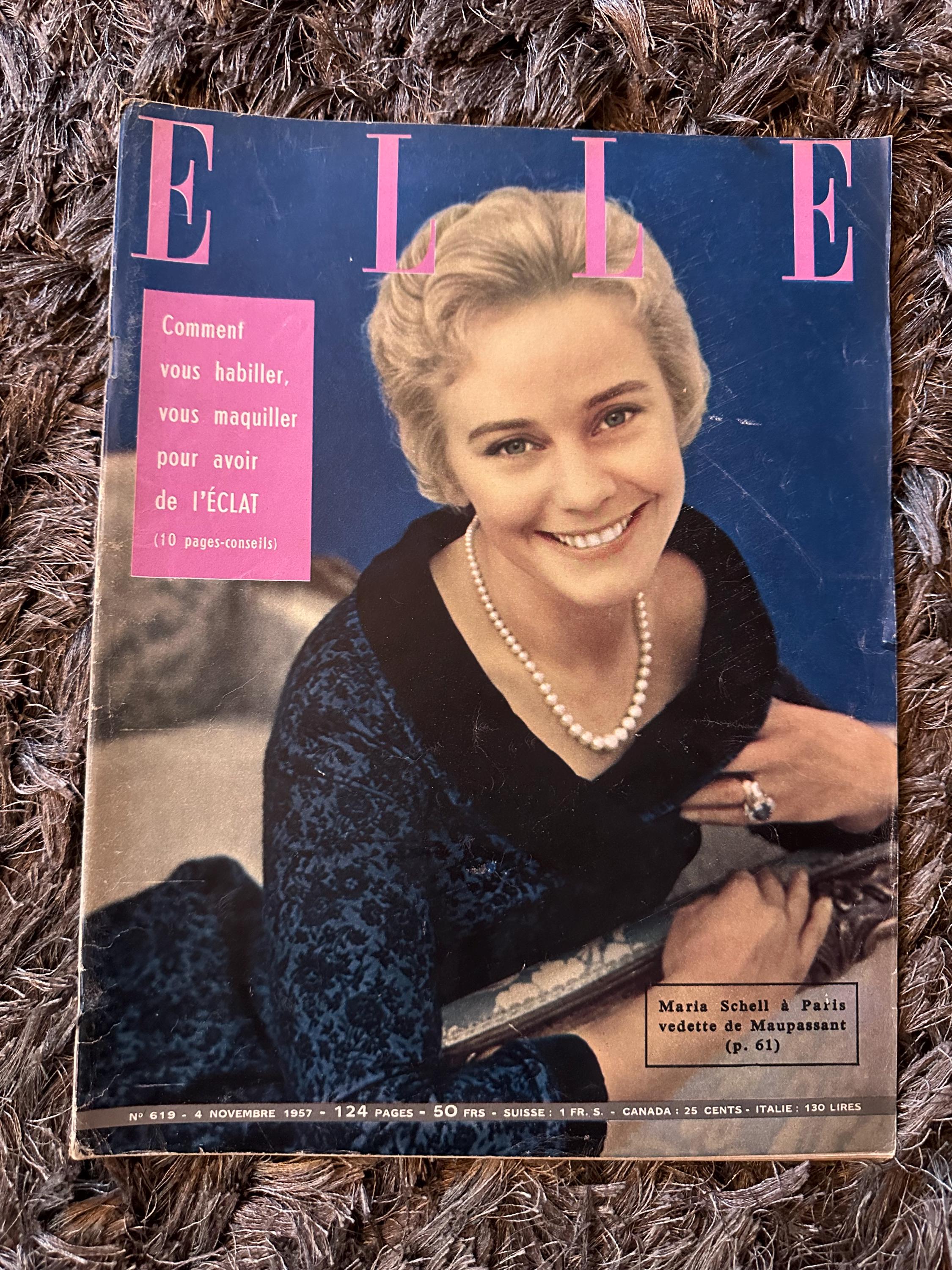 Lot of 3, 1957-1958 Elle Vintage Magazine, 1950s Vintage Fashion