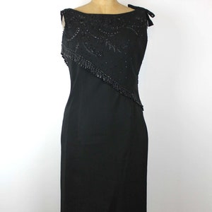 Robe noire perlée vintage des années 1960, robe de soirée des années 50, robe de soirée, robe brodée, robe rétro, LBD image 7