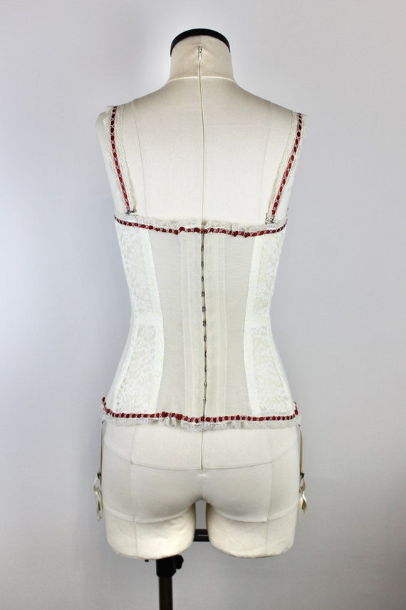 1950s Vintage Italian Corset "Desiré", Red/White … - image 4