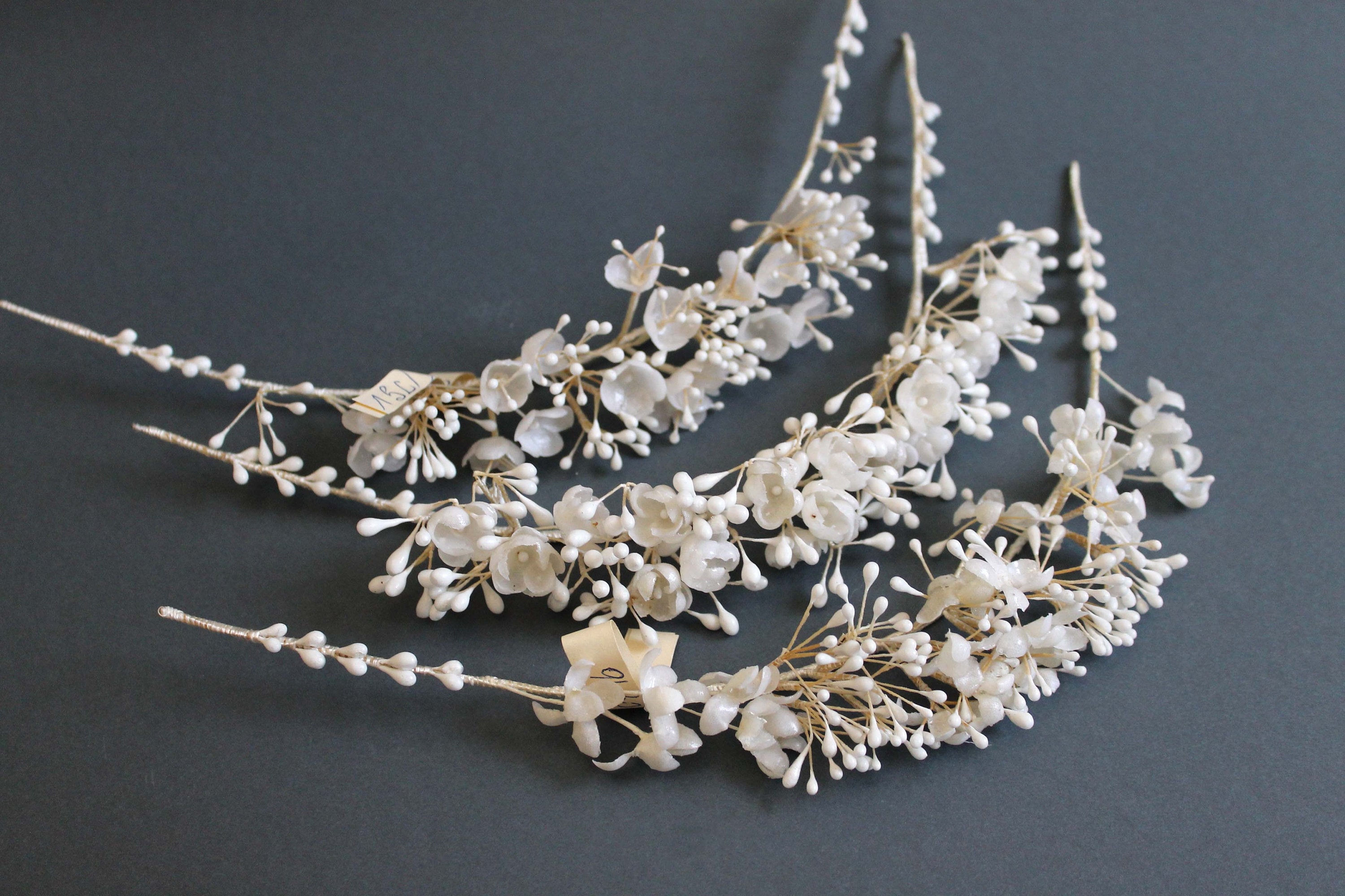 Vintage Wax Flower Bridal Tiara, Antique Wax Flower Crown for