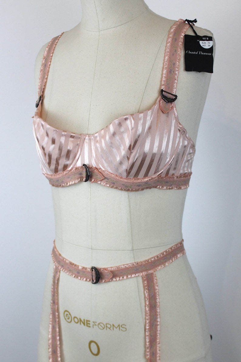 Vintage Inspired "Chantal Thomass" 2004 Lingerie Set, Vintage Bra + Girdle, Vintage Suspender Belt, Vintage Garter Belt image 10