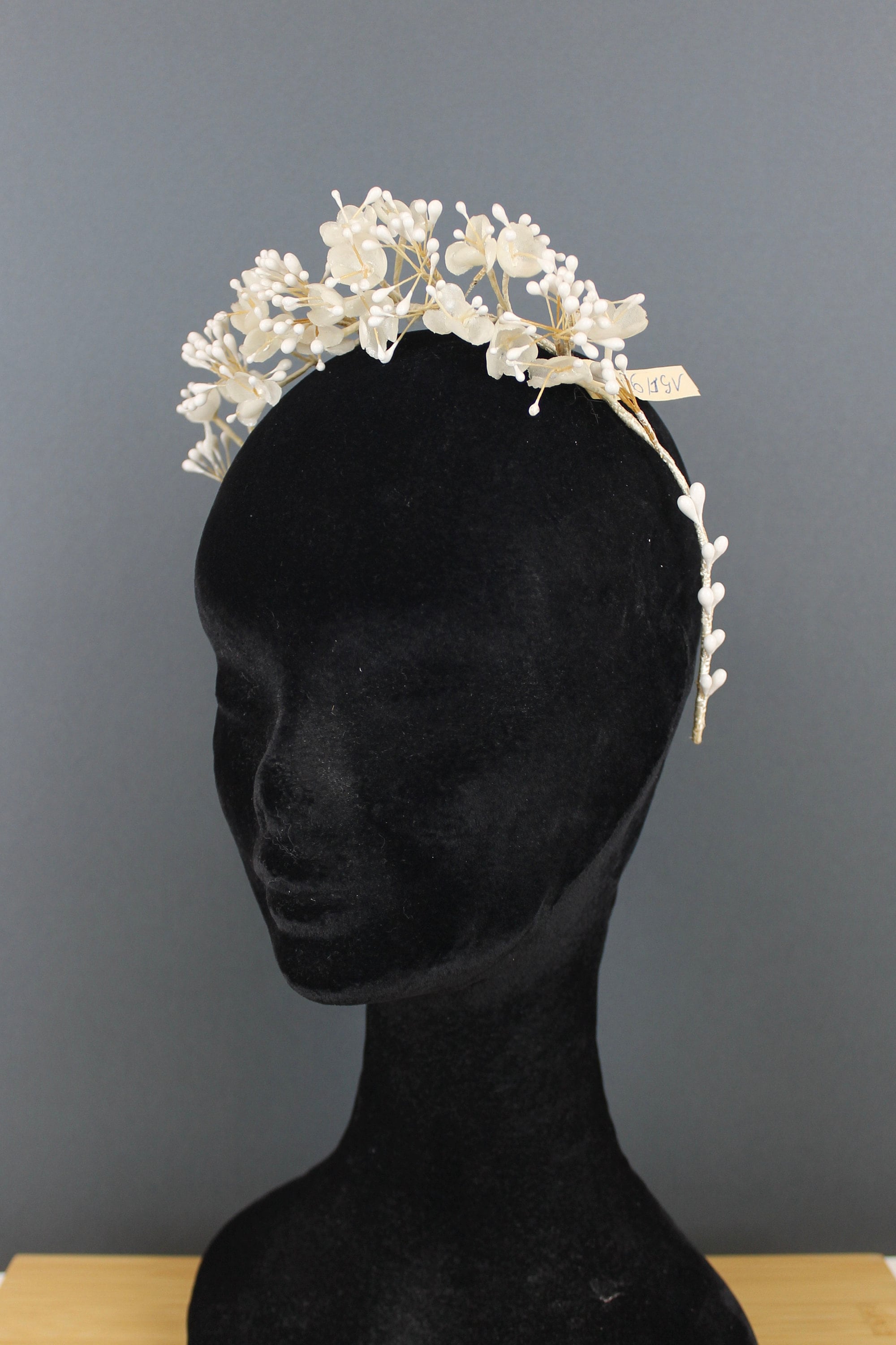 Vintage Wax Flower Bridal Tiara, Antique Wax Flower Crown for