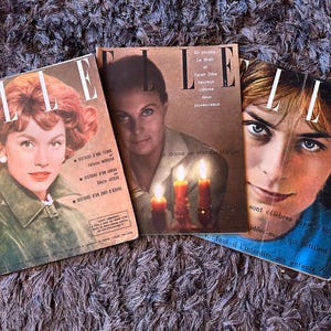 Lot of 3, 1958-1959 Elle Vintage Magazine, 1950s Vintage Fashion Magazine (France), Vintage French Magazine, Magazine Wall Art