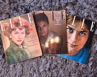 Lot of 3, 1958-1959 Elle Vintage Magazine, 1950s Vintage Fashion Magazine (France), Vintage French Magazine, Magazine Wall Art