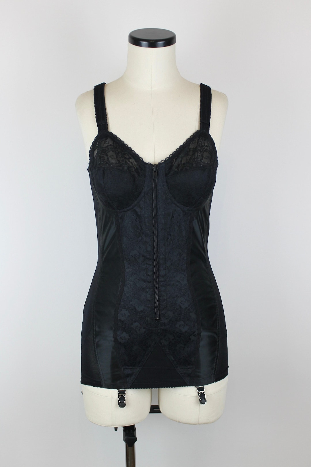 1970s Vintage perfect Form Shapewear Corselette, Black Retro Brassiere