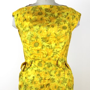 1960s Vintage &quot;Carven&quot; Boutique Yellow Floral Dress, Vintage Day Dress, 60s Couture