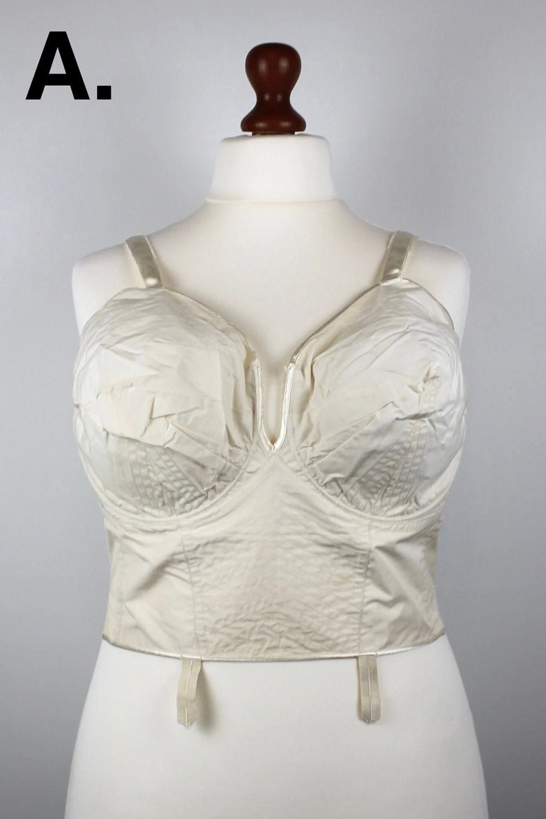 PLUS SIZE 1950s Vintage lyana White Lace Bra, Vintage Nude Bra, Bustier ...