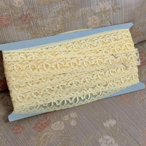 5 METRES, 1950s Vintage Yellow Nylon Lace, 2cm Wide Lace, Lace for Sewing Projects, Period Costumes, Vintage Haberdashery