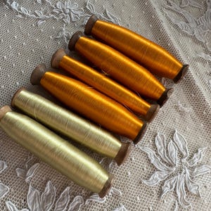 Lot of 6 Antique French Silk Thread Spools, Silk Thread, Embroidery Thread 1