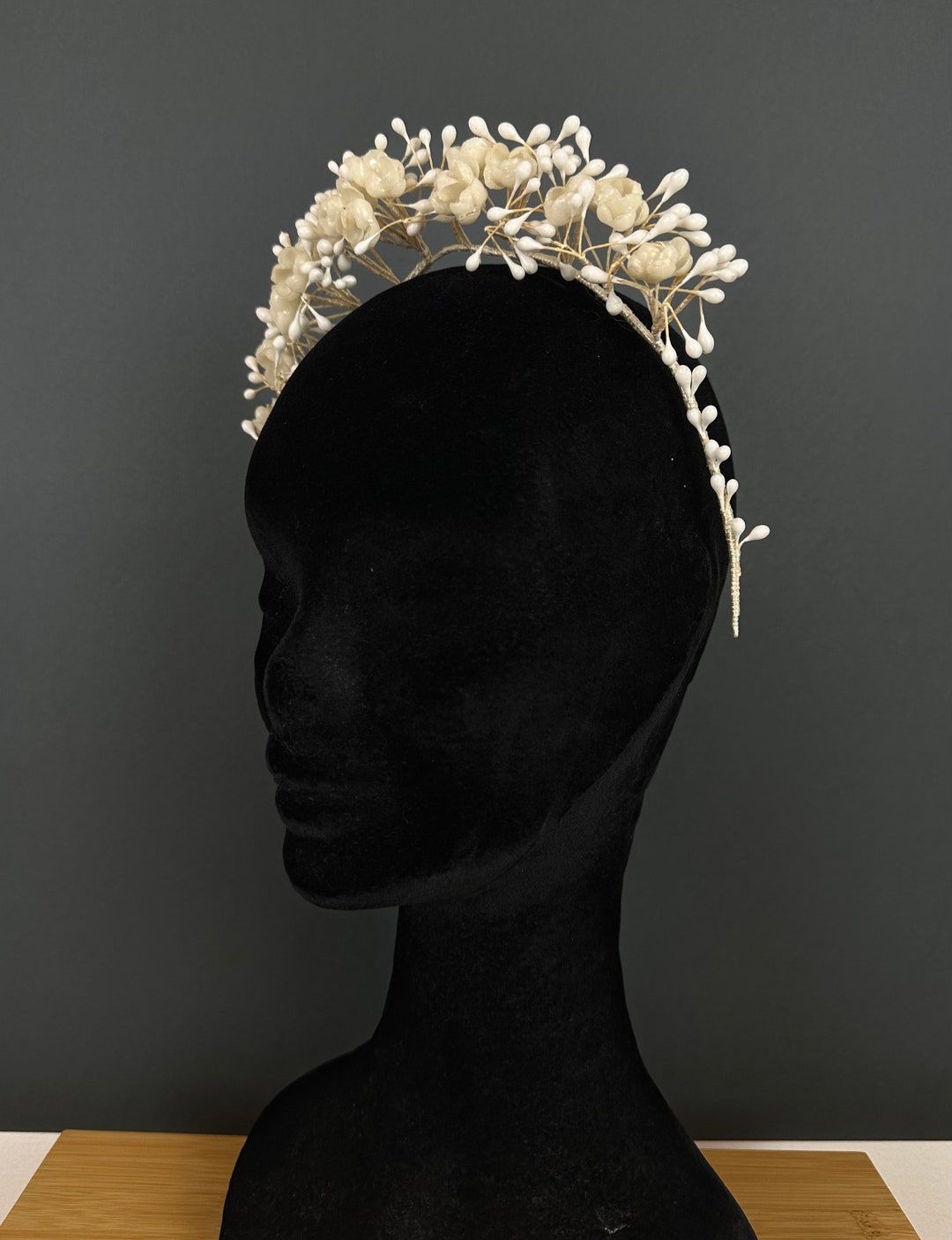 Vintage Wax Flower Bridal Tiara, Antique Wax Flower Crown  display picture 1