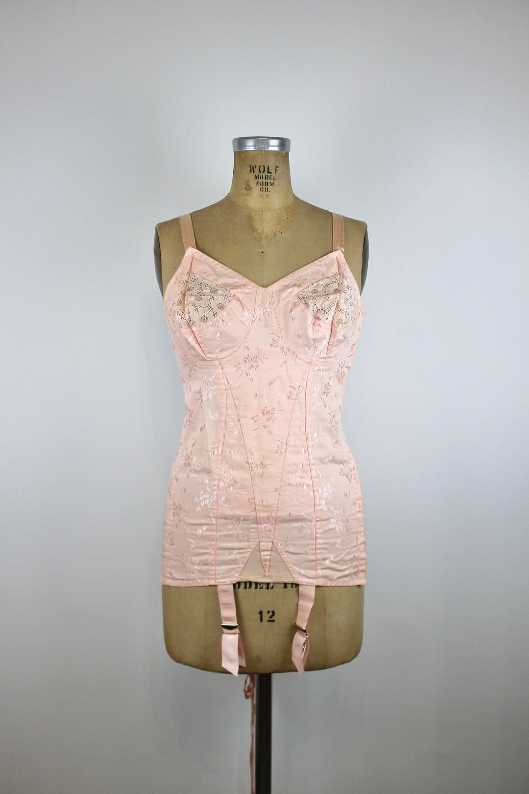 1960s Vintage Corselette, Nude Girdle Corset , Pink Vintage Bustier