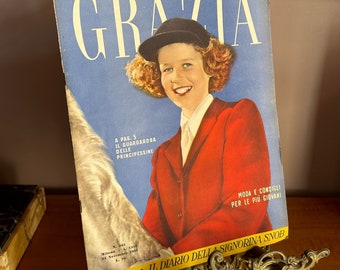 Grazia 1950s Fashion Magazine (Italy), Vintage italienische Zeitschrift, Zeitschriften-Wandkunst