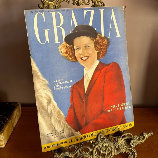 Grazia 1950s Fashion Magazine (Italy), Vintage italienische Zeitschrift, Zeitschriften-Wandkunst