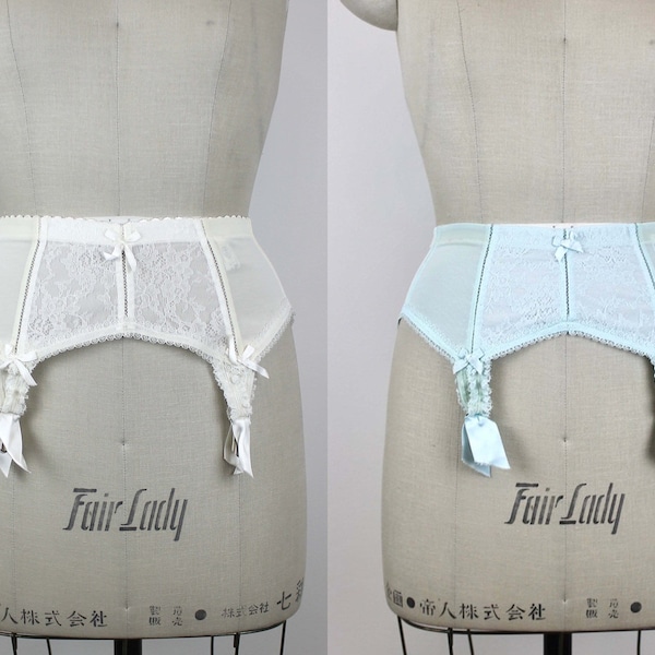 1960s Vintage "Christian Dior" Light Blue Girdle, Vintage Garter Belt, Suspender Belt, Lingerie, Gaines et Gorges Dior