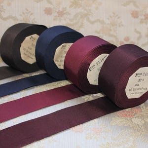 1 rotolo, nastro grosgrain in rayon fine antico, 4 cm di larghezza, nastro grosgrain vintage bordeaux, blu navy, marrone, nero