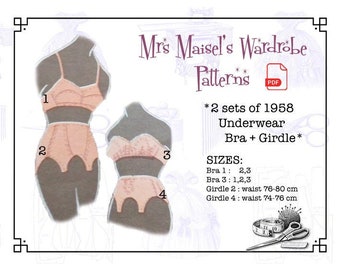 1958 Vintage Underwear Sewing Pattern, Bra + Girdle, Digital Download, PDF
