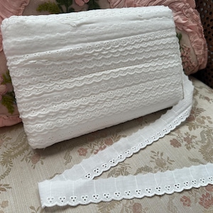 10 METERS Vintage Cotton Trim, 3cm Wide Scalloped Edge Cotton Ruffle, Lace for Sewing Projects, Period Costumes, Vintage Haberdashery