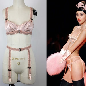 Vintage Inspired &quot;Chantal Thomass&quot; 2004 Lingerie Set, Vintage Bra + Girdle, Vintage Suspender Belt, Vintage Garter Belt