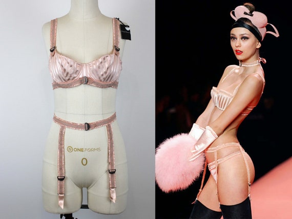 Vintage Inspired "Chantal Thomass" 2004 Lingerie Set, Vintage Bra + Girdle, Vintage Suspender Belt, Vintage Garter Belt