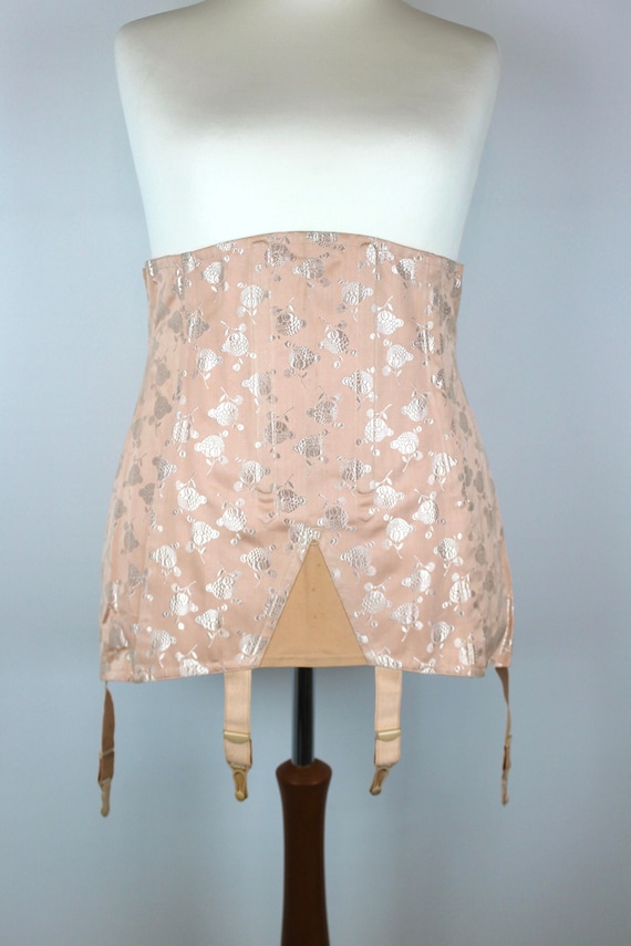 1950s Vintage Pink Girdle Skirt, Vintage Garter Belt, Suspender Belt,  Hosiery Belt, Boudoir Lingerie, Suspenders, Nude Shapewear, Deadstock