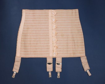 1920s Vintage Girdle "A.Mollin", Pink Elastic Corset, Antique Girdle Corset, Vintage Suspender Belt, Suspenders