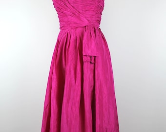 1970s Vintage "Loris Azzaro" Haute Hot Pink Silk Dress, Fucsia Pink Dress, Archive Vintage