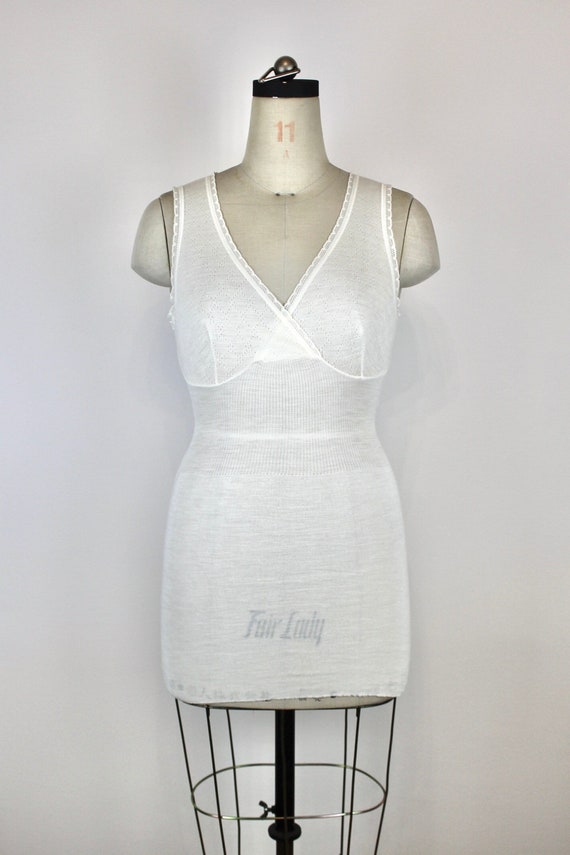 1960s Vintage Wool Knit Slip Dress "Ragno.", White
