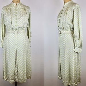 1970s Vintage PIERRE CARDIN Deadstock Day Dress, Geometric Print 70s Dress, Silk Dress