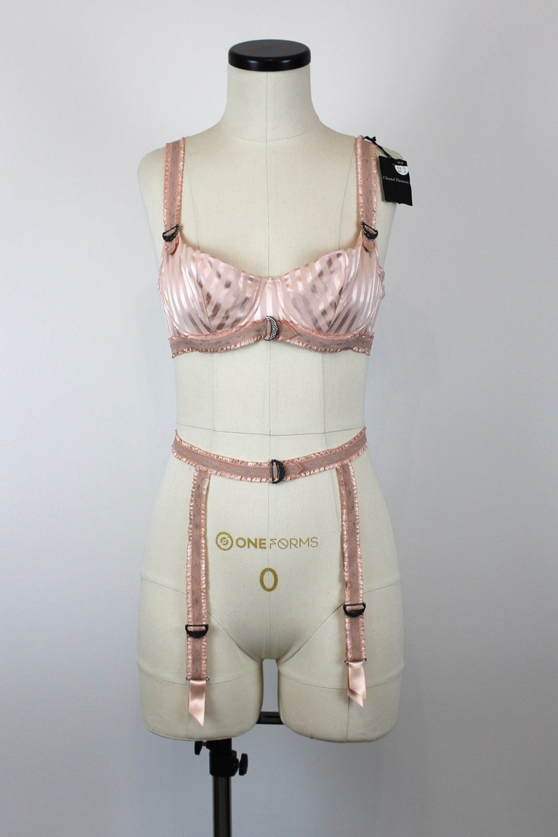 Vintage Inspired "Chantal Thomass" 2004 Lingerie Set, Vintage Bra + Girdle, Vintage Suspender Belt, Vintage Garter Belt image 3