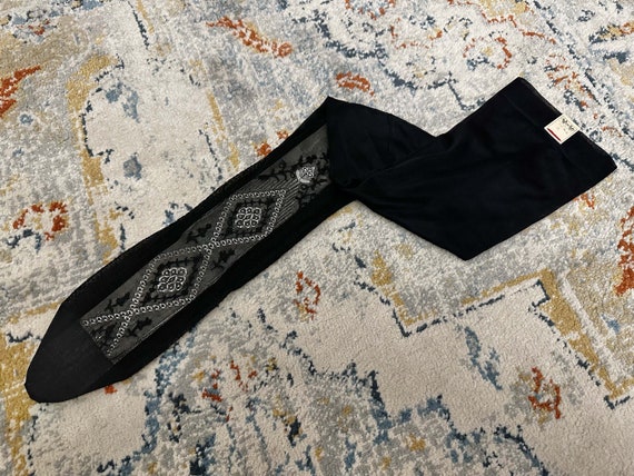Antique Black Silk Stockings Samples, 800s Stocki… - image 5