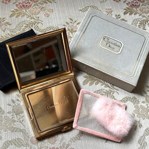 1960s Vintage "Christian Dior" Compact Powder Case, Poudre Box Unused, Deadstock, Vintage Make Up Cosmetics
