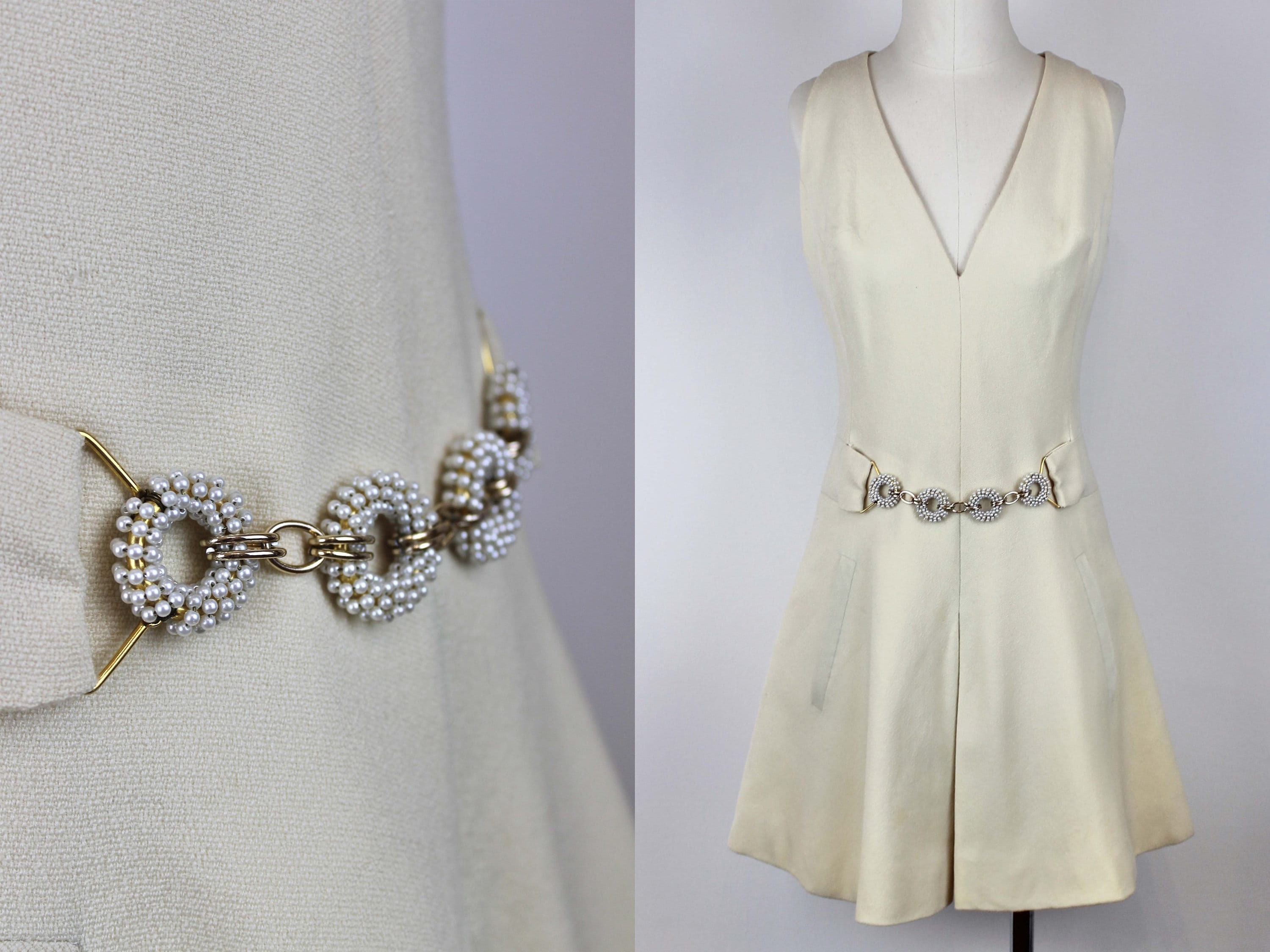 Late 1960s Vintage Wool Dress With Belt Detail, Vintage off