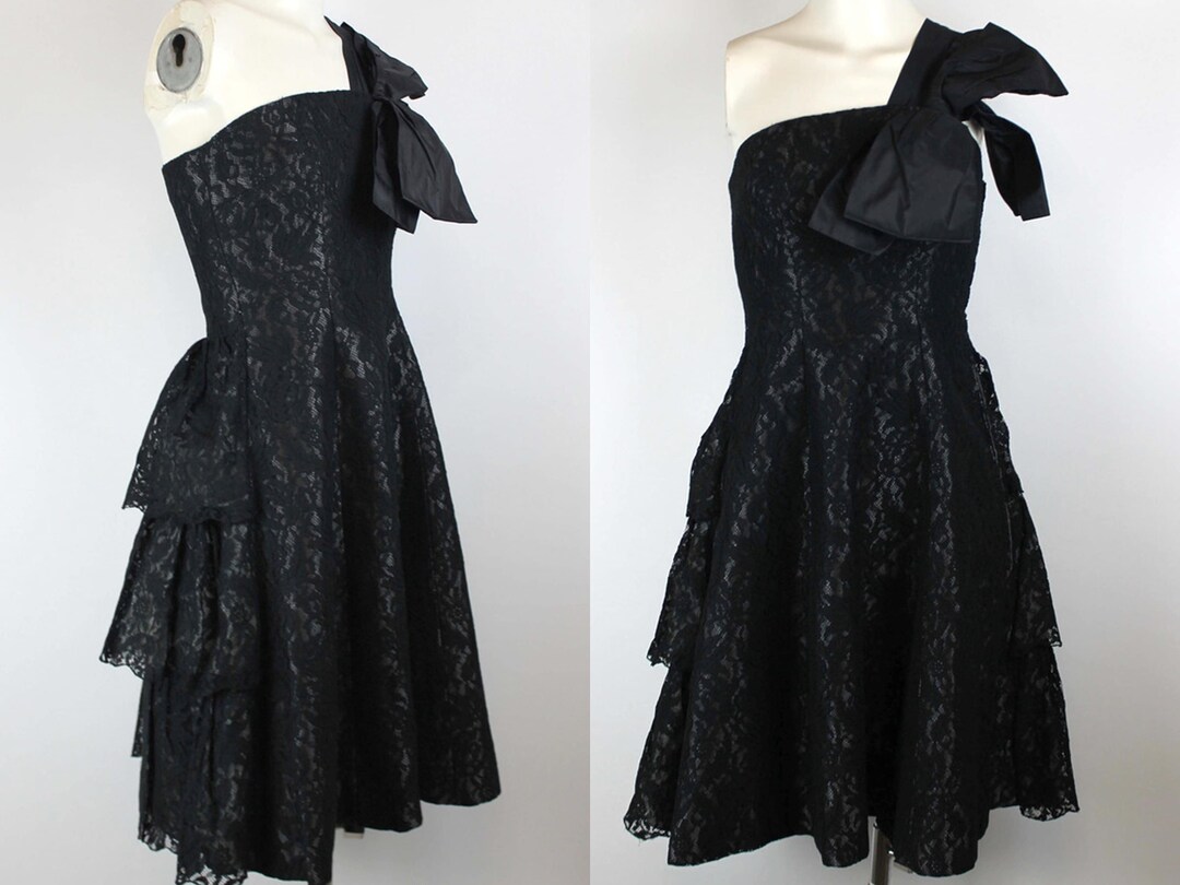 Vintage Black Midi-length Prom Dress,Black Evening Dress Y5662 main image 1