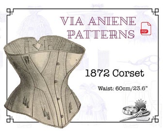 1870s Antique Corset Sewing Pattern, 19th Century Corset, Digital Download, PDF pattern, Print at Home