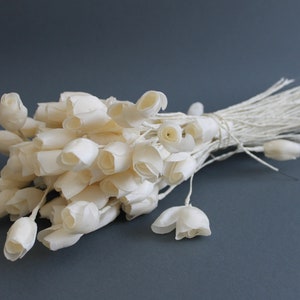 10 Vintage Millinery Roses on a long stem, White Flowers, Bridal Crown Flowers, for Weddings Hats Crafts Scrapbooking Dolls