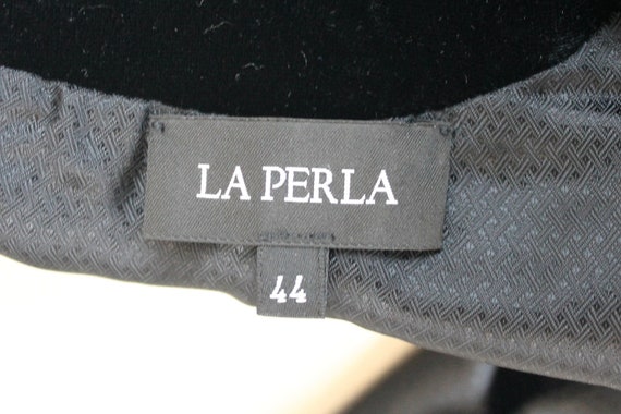 1990s Vintage LA PERLA Open Back Black Silk Velve… - image 8