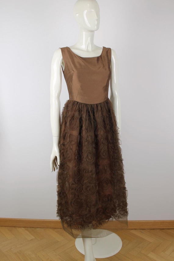 a brown dress in french French Connection Women's Structured Taffeta Polka-Dot Dress - Cafe Brown/ Porcelain Cream