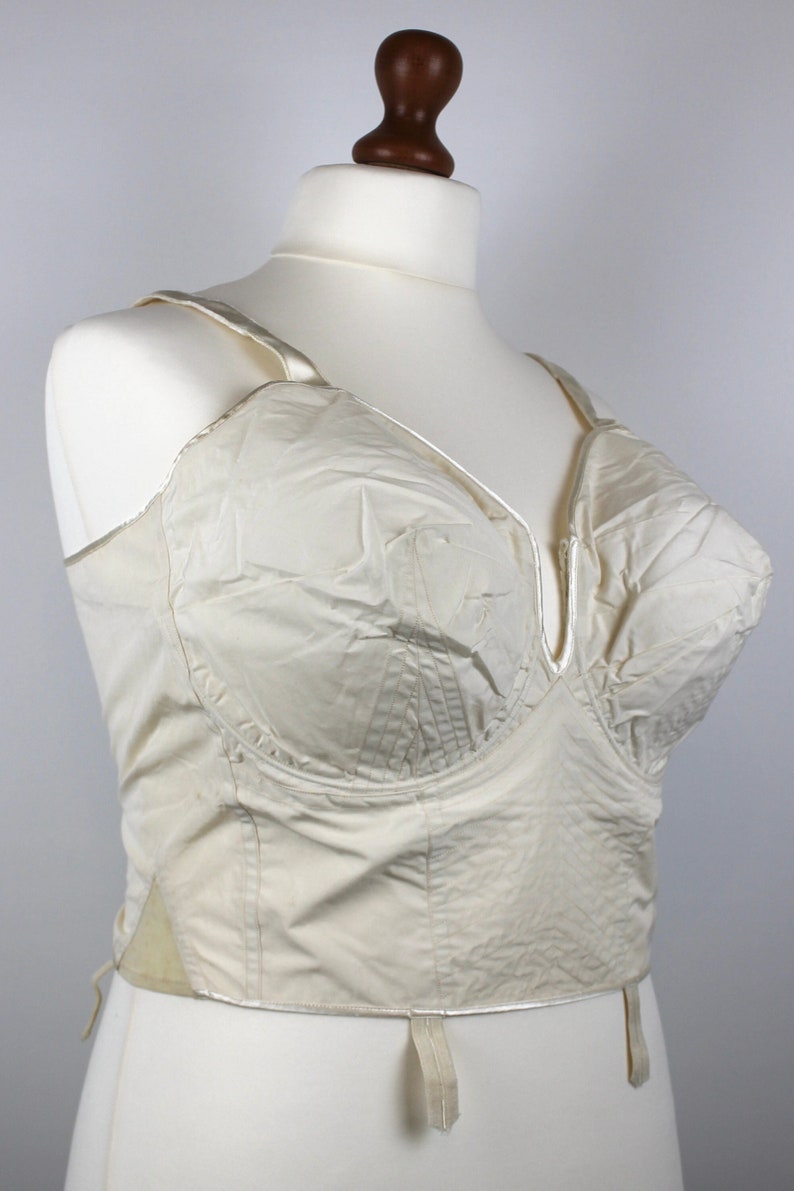 PLUS SIZE 1950s Vintage lyana White Lace Bra, Vintage Nude Bra, Bustier ...