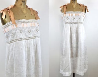 Celestial Dreams by Komar All Cotton Cream Sleeveless Nightgown With Pink Rose Print Lace Trimmed Yoke Knee Length Size XL Etsy India