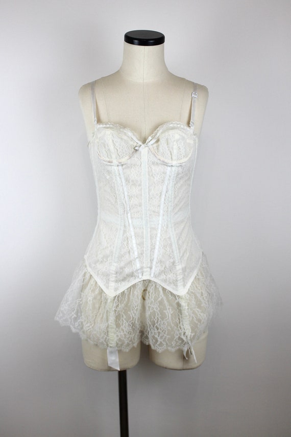 1960s Vintage "Star" French Bustier Body, White V… - image 1