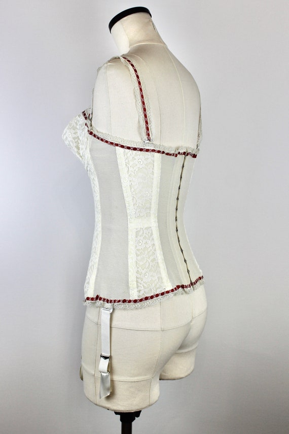 1950s Vintage Italian Corset "Desiré", Red/White … - image 5