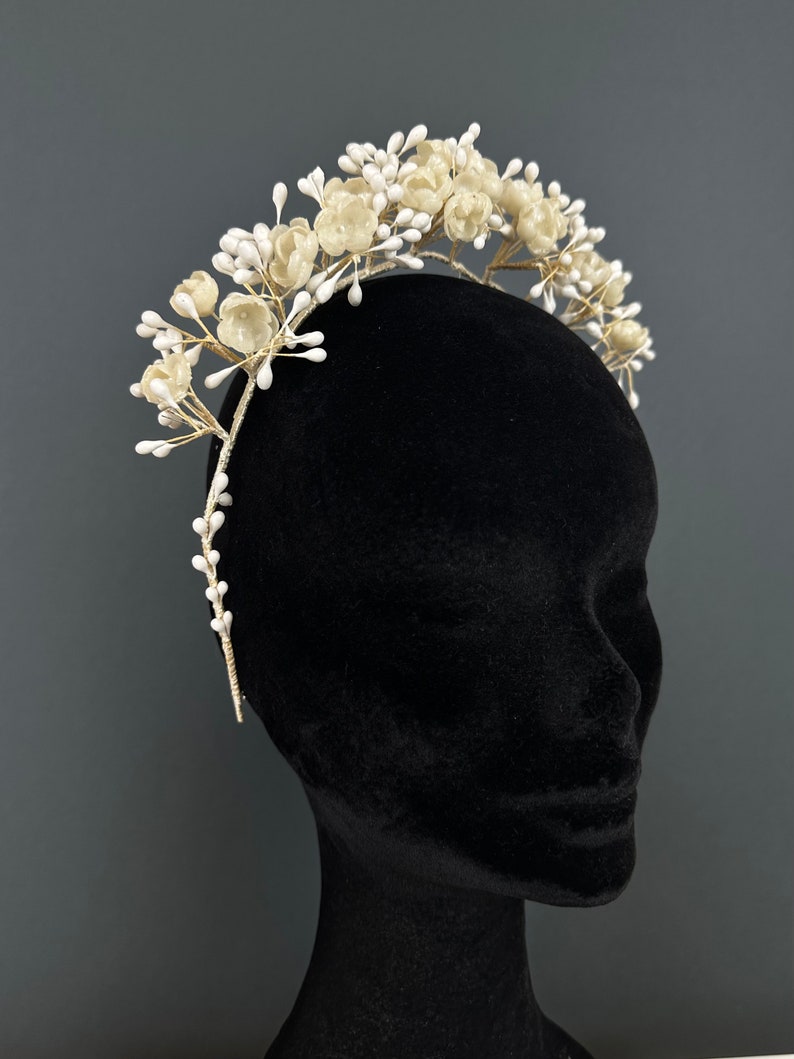 Vintage Wax Flower Bridal Tiara, Antique Wax Flower Crown for