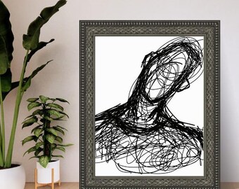 Un homme curieux  Impression  numérique : portrait  noir  et blanc  Art digital.
