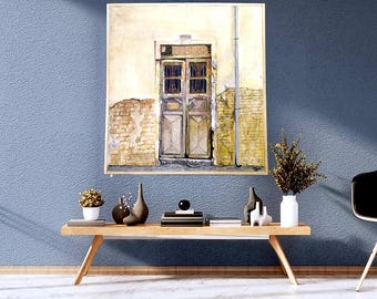 Realistic Door Tole Painting, Handmade ACRYLIC  Art , Decorative  Door Art, Inspired by a real neighborhood