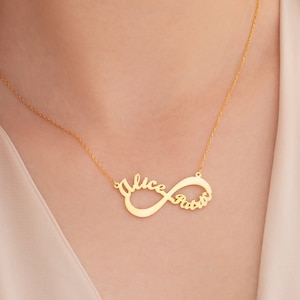 Infinity Name Necklace, Custom Name Necklace, Two Name Necklace, Dainty Multiple Names Necklace, Personalized Gift, Valentine&#39;s Day Gift