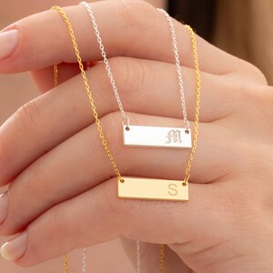 Tiny Initial Bar Necklace, Custom Initial Necklace, Dainty Bar Necklace, Gift For Her, Handmade Jewelry, Personalized Gifts,Mothers Day Gift