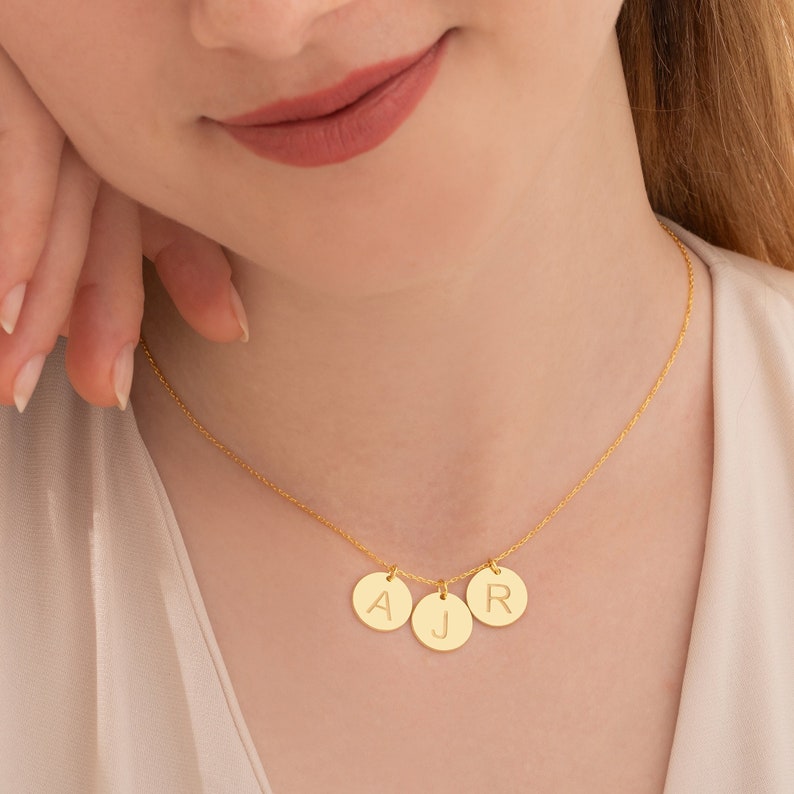 Initial Disc Necklace, Custom Engrave Disc Necklace, Personalized Disc