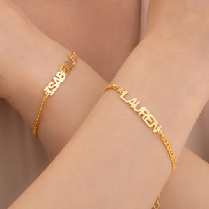 Custom Name Curb Chain Bracelet, Personalized Bracelet, Gold Nameplate Bracelet, Curb Chain Name Bracelet, Gift for Her, Mother's Day Gift