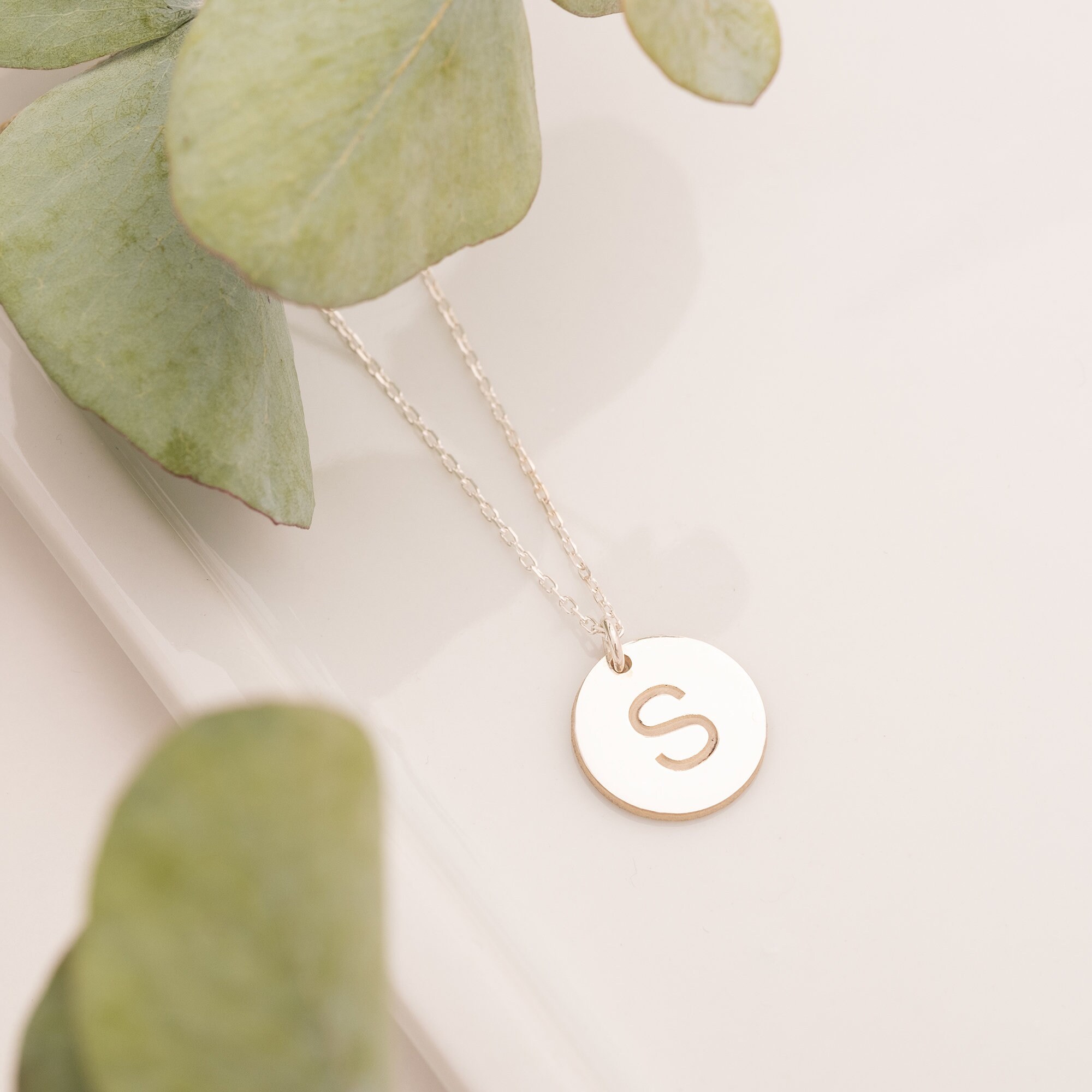 Initial Disc Necklace, Custom Engrave Disc Necklace, Personalized Disc